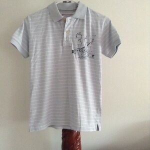 Boys Sz medium striped light grey golf shirt​